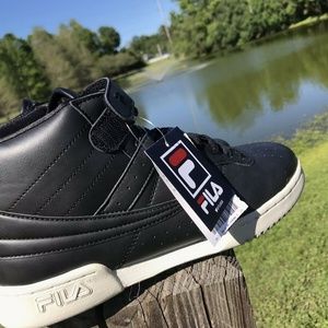 Fila Mens F-13 Leather High-Top Shoes Sneakers